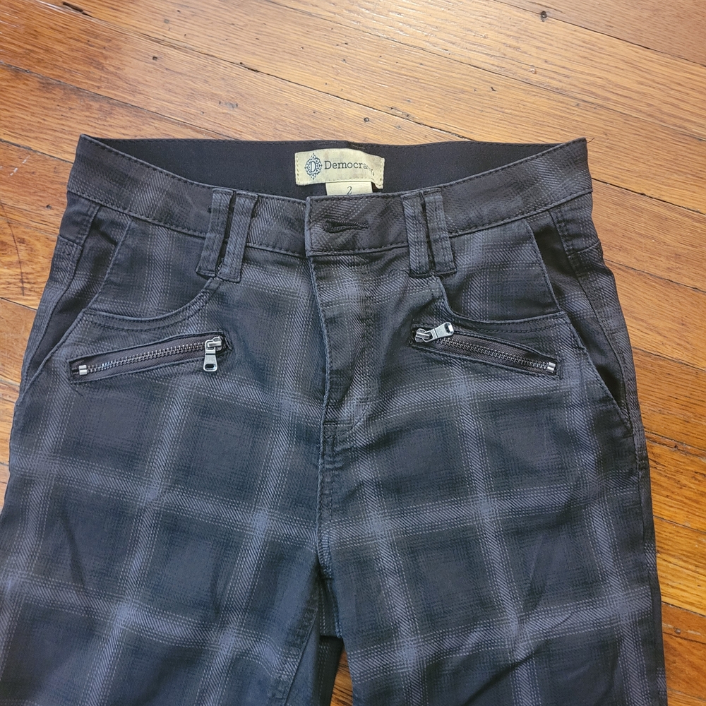 Democracy Black Plaid Womens Pants